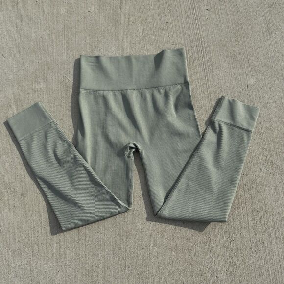 Madewell MWL seamless ribbed leggings 7/8 Forgotten Landscape NWT $65 S-M NF342 - Picture 3 of 7